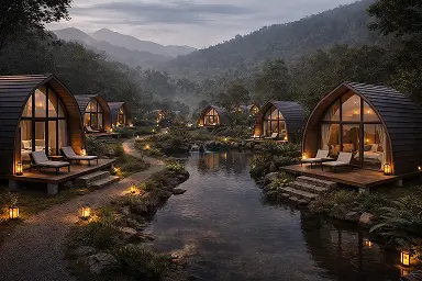 desain mockup Glamping Resort – Kawasan Wisata Alam