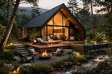desain mockup Private Cabin Retreat