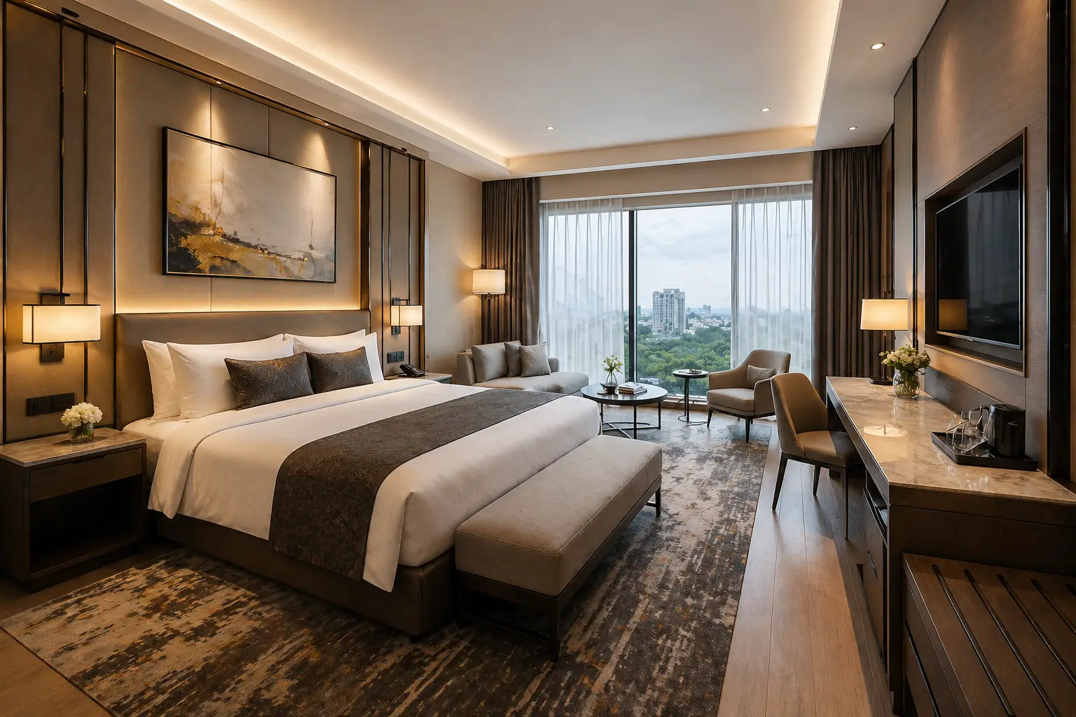 Interior hotel modern mewah hasil konstruksi kontraktor hotel profesional