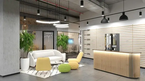 Interior modern profesional hasil kontraktor interior untuk kantor dan ruang komersial