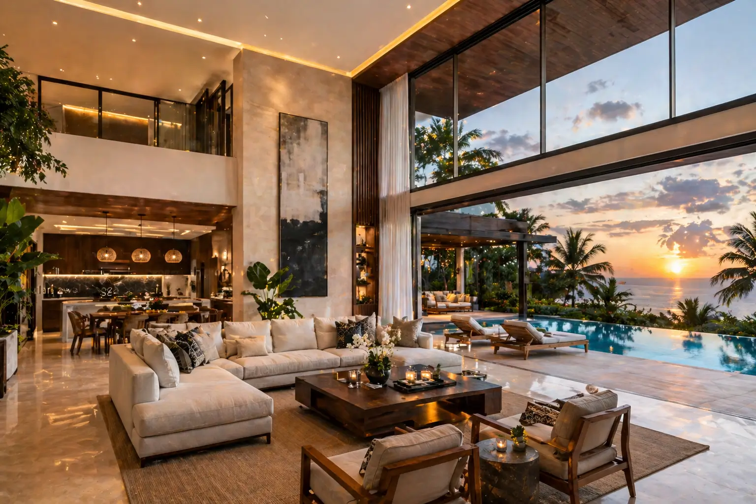 Interior villa mewah modern dengan desain elegan dan kualitas premium