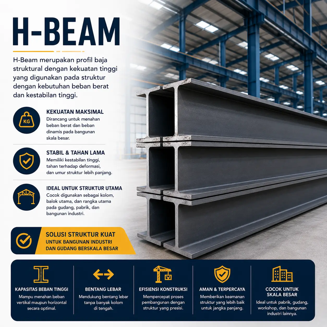 H-Beam untuk gudang industri