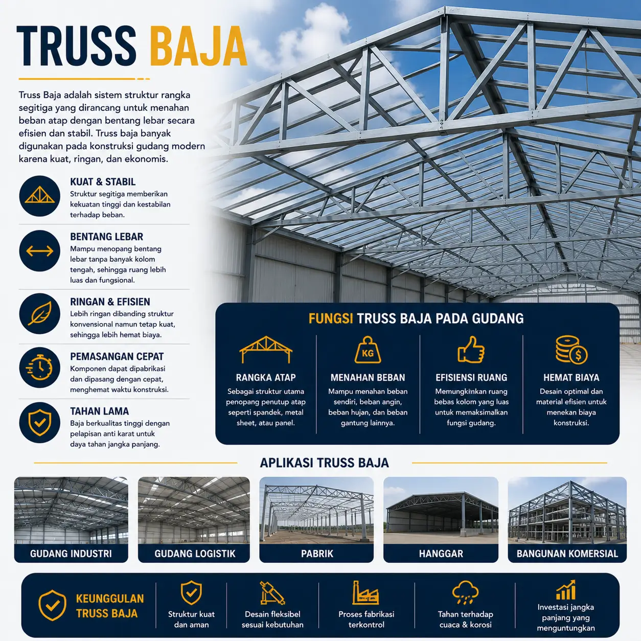 Truss baja untuk struktur gudang