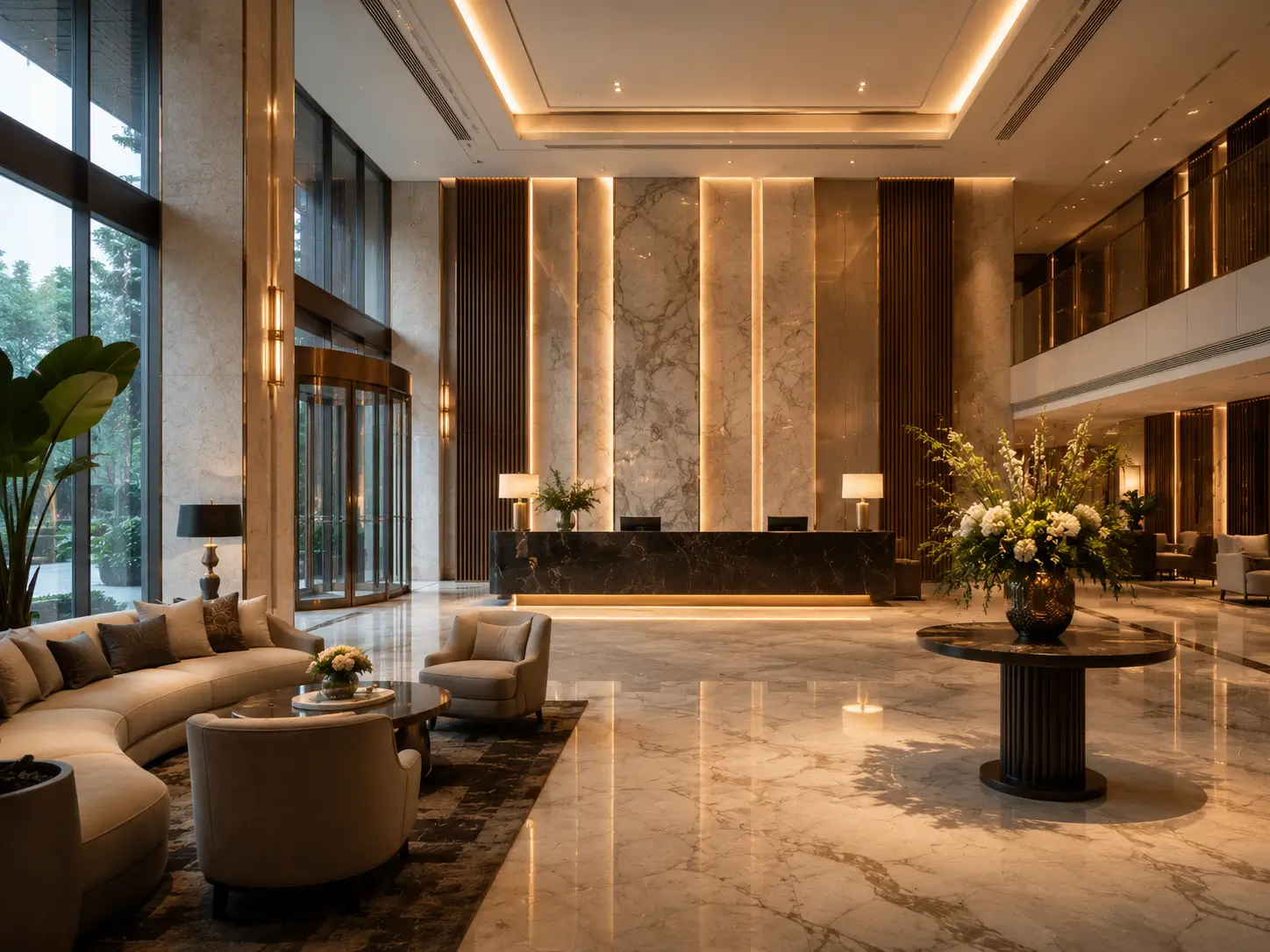 Desain lobby hotel modern elegan
