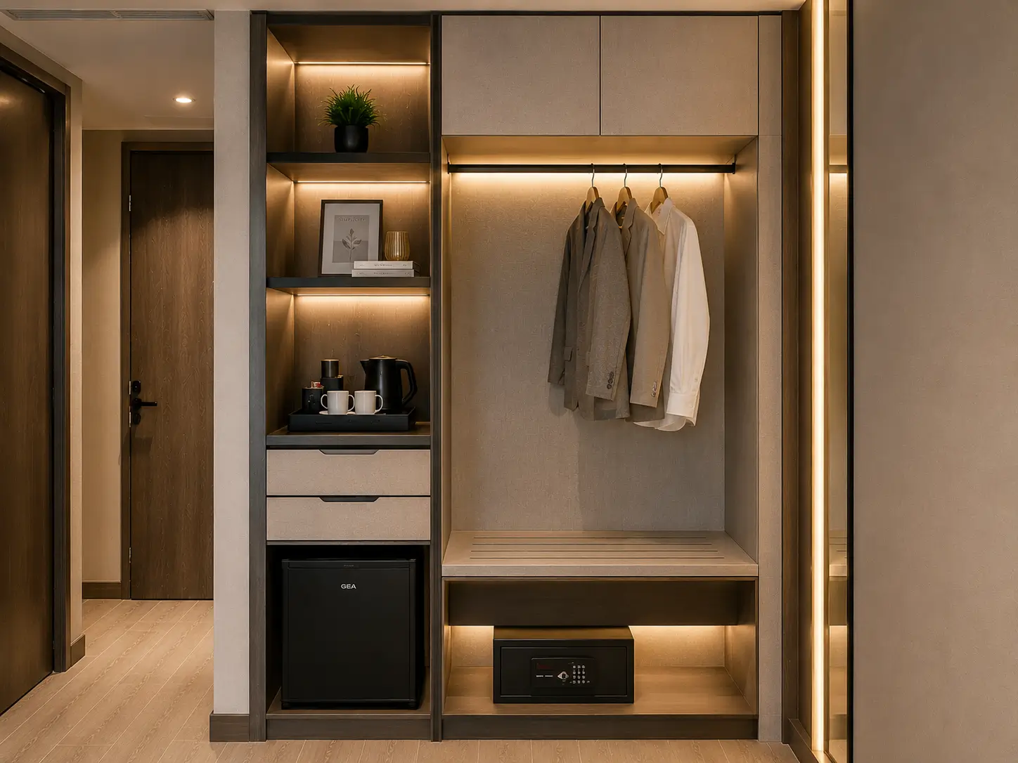Wardrobe built-in hotel
