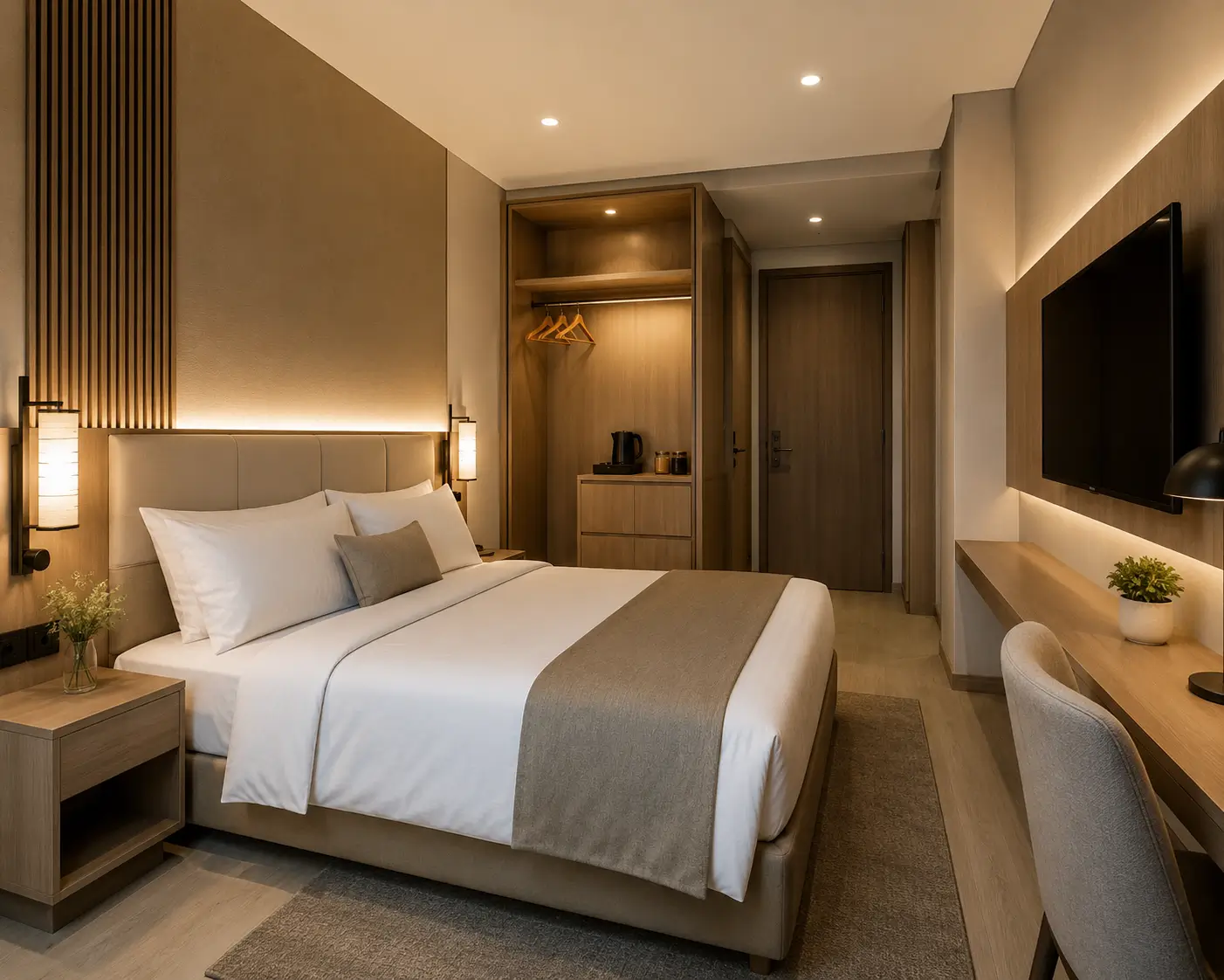 Desain kamar hotel 3x4 modern minimalis