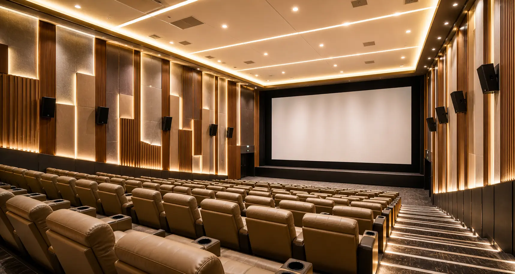 Interior bioskop modern dengan desain premium