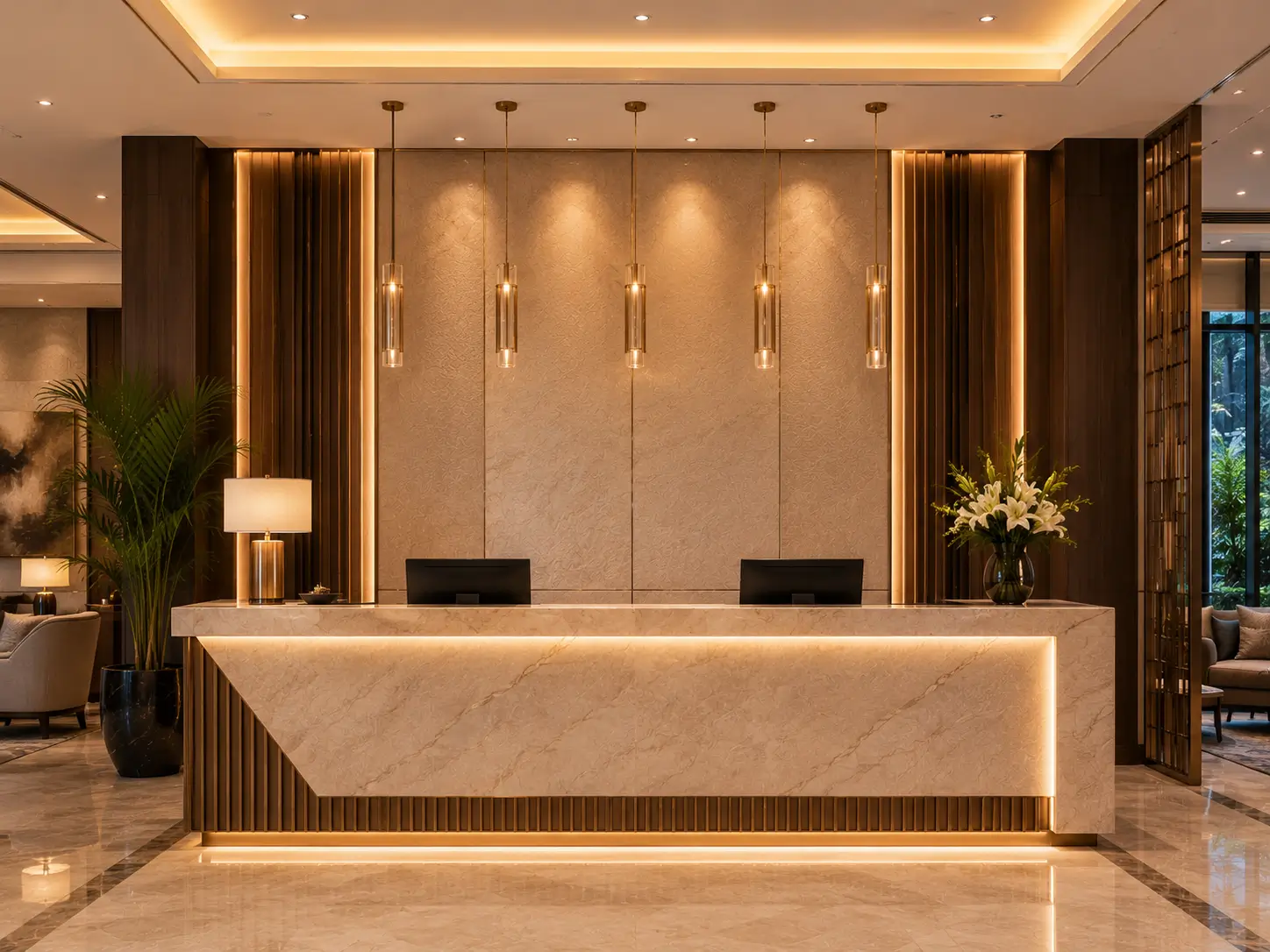 Meja resepsionis hotel modern