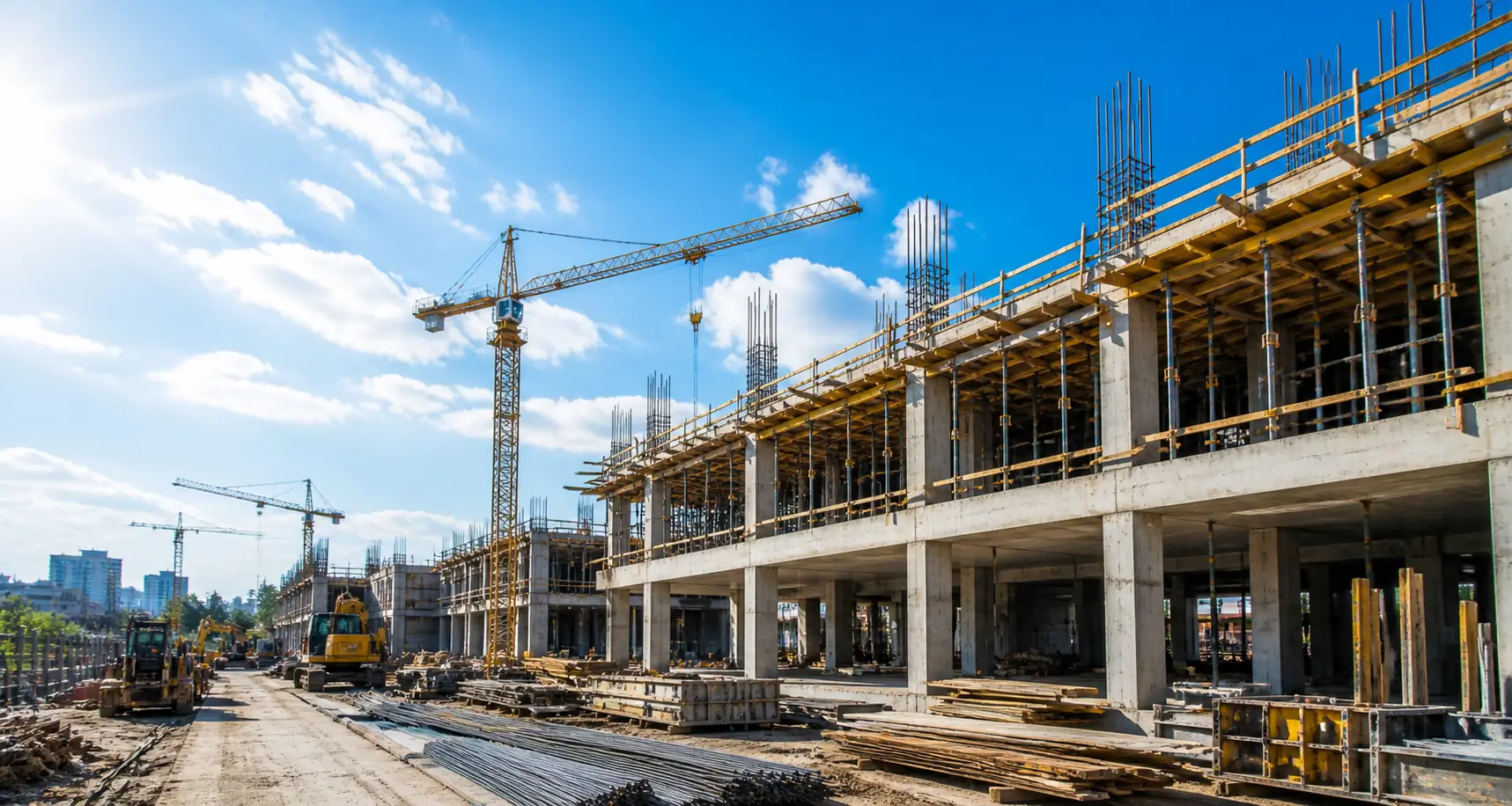 Proyek gedung komersial dan perkantoran modern