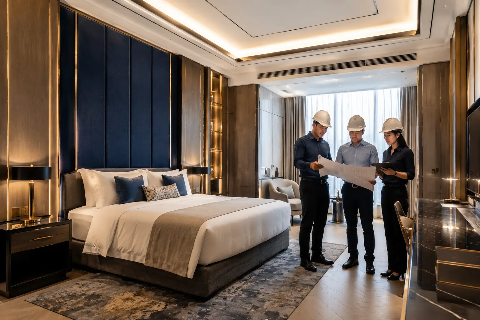 Tim PT Baros Bangun Jaya Mengelola Proyek Interior Hotel