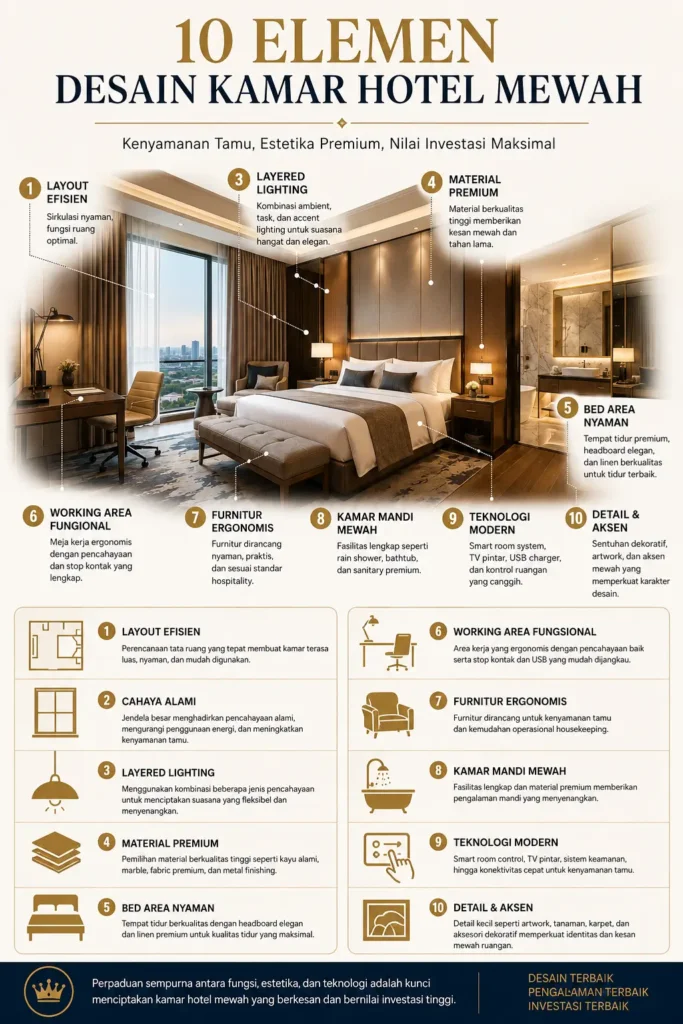 10 Elemen Desain Kamar Hotel Mewah