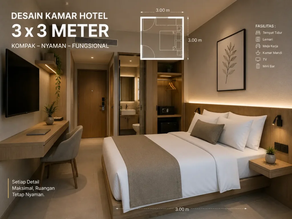 Desain Kamar Hotel 3×3 Meter