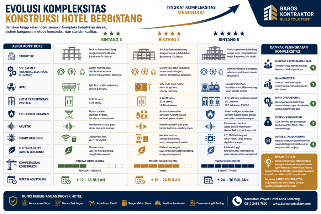Diagram evolusi kompleksitas konstruksi hotel berbintang