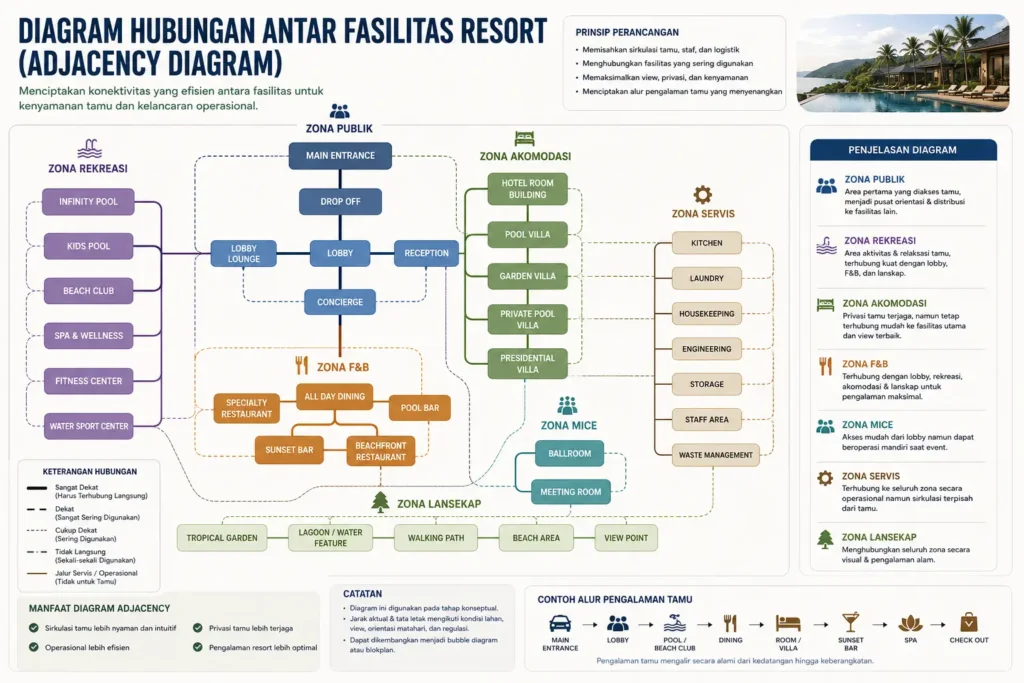 Diagram hubungan antar fasilitas resort