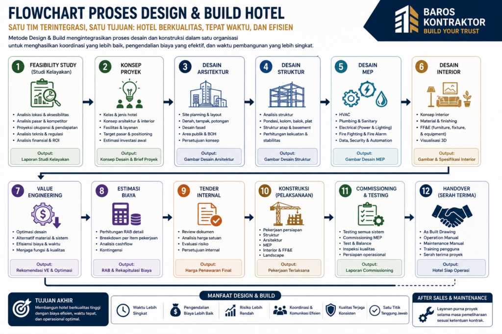 Flowchart proses Design & Build Hotel