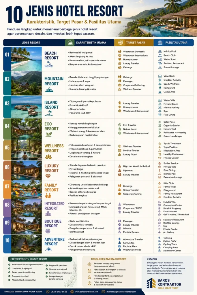 Infografis 10 Jenis Hotel Resort