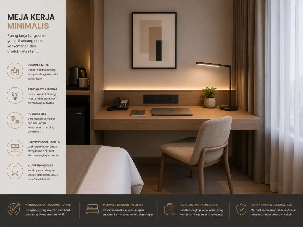 Meja Kerja pada Kamar Hotel Minimalis