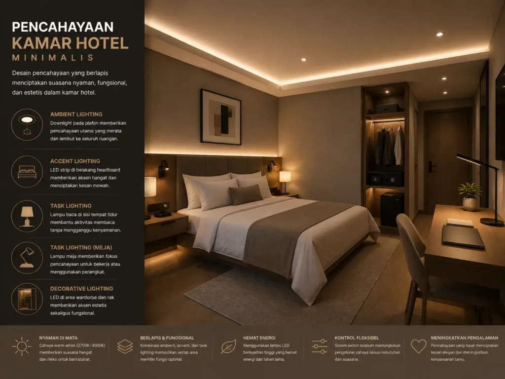 Pencahayaan Kamar Hotel Minimalis