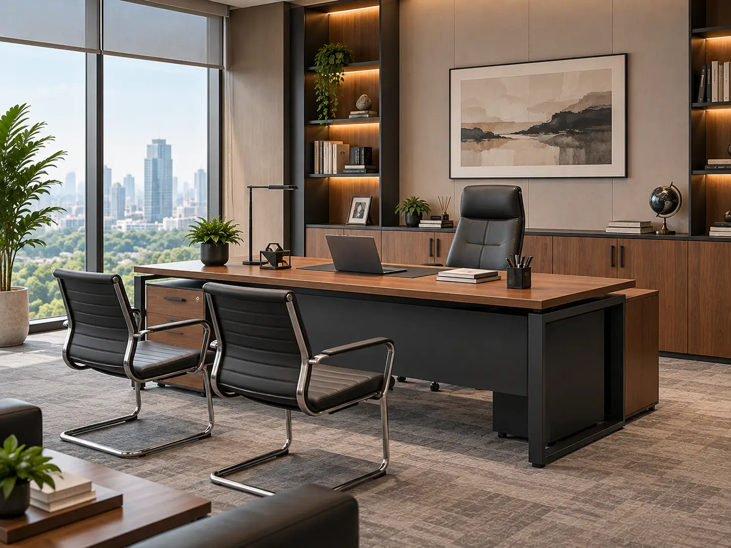 Furniture ruang direktur dengan meja eksekutif