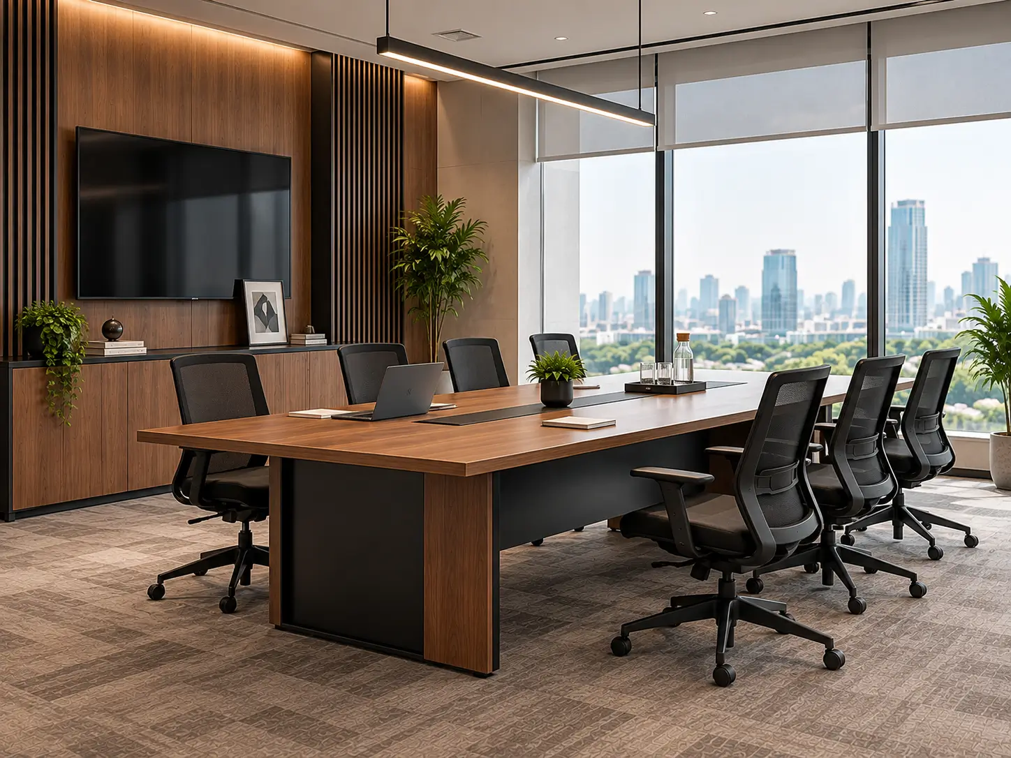 Furniture ruang meeting dengan meja rapat dan kursi
