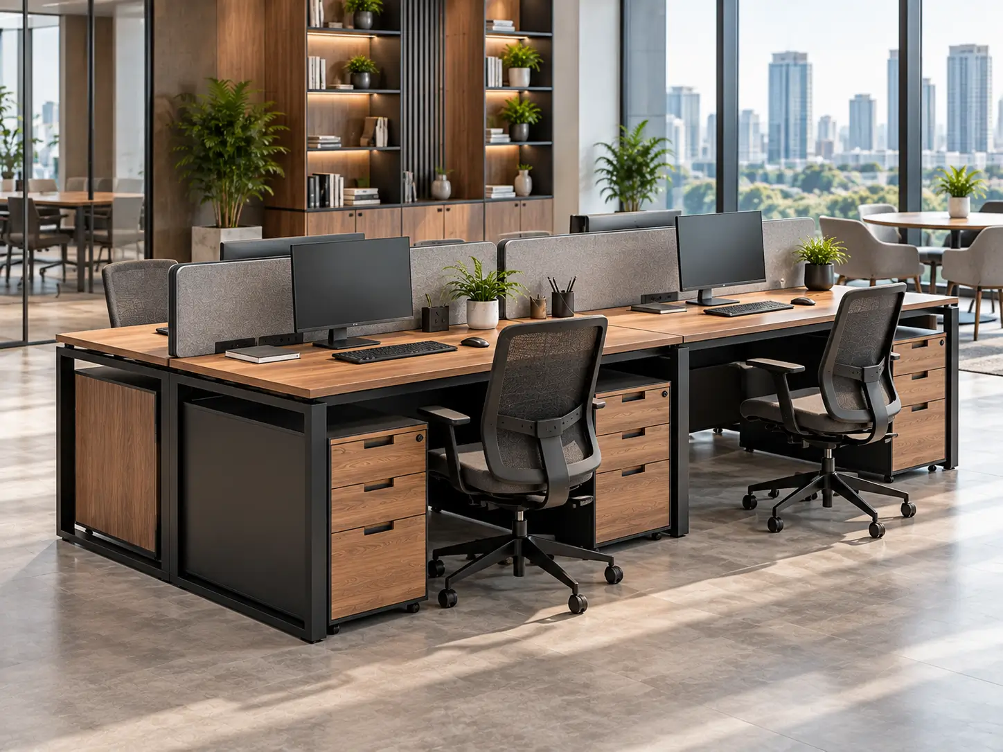 Workstation kantor untuk ruang kerja dengan beberapa pengguna