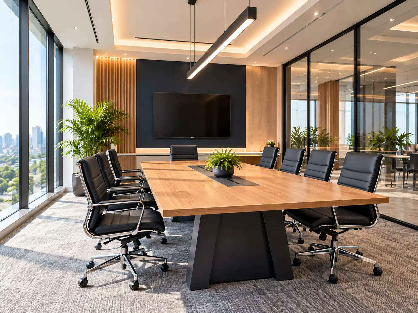 Ilustrasi interior ruang kerja dan furniture