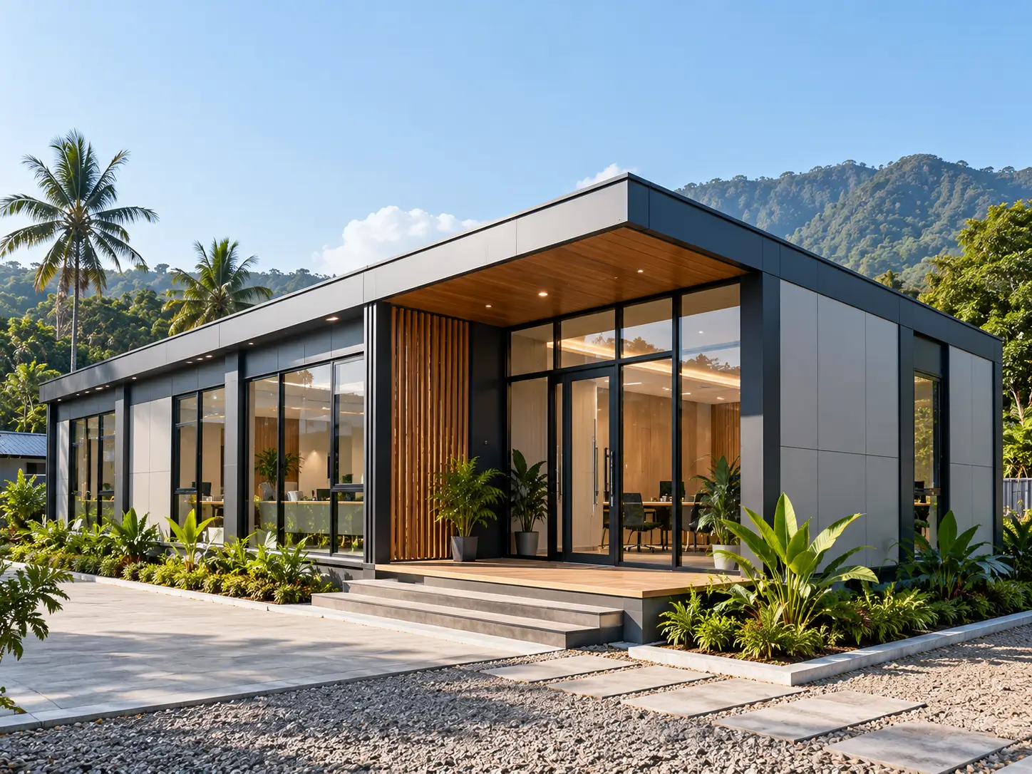 Ilustrasi bangunan modular modern