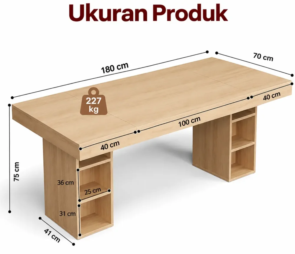 Meja Kerja Kantor dengan Rak Penyimpanan – Baros Furniture - Gambar 7