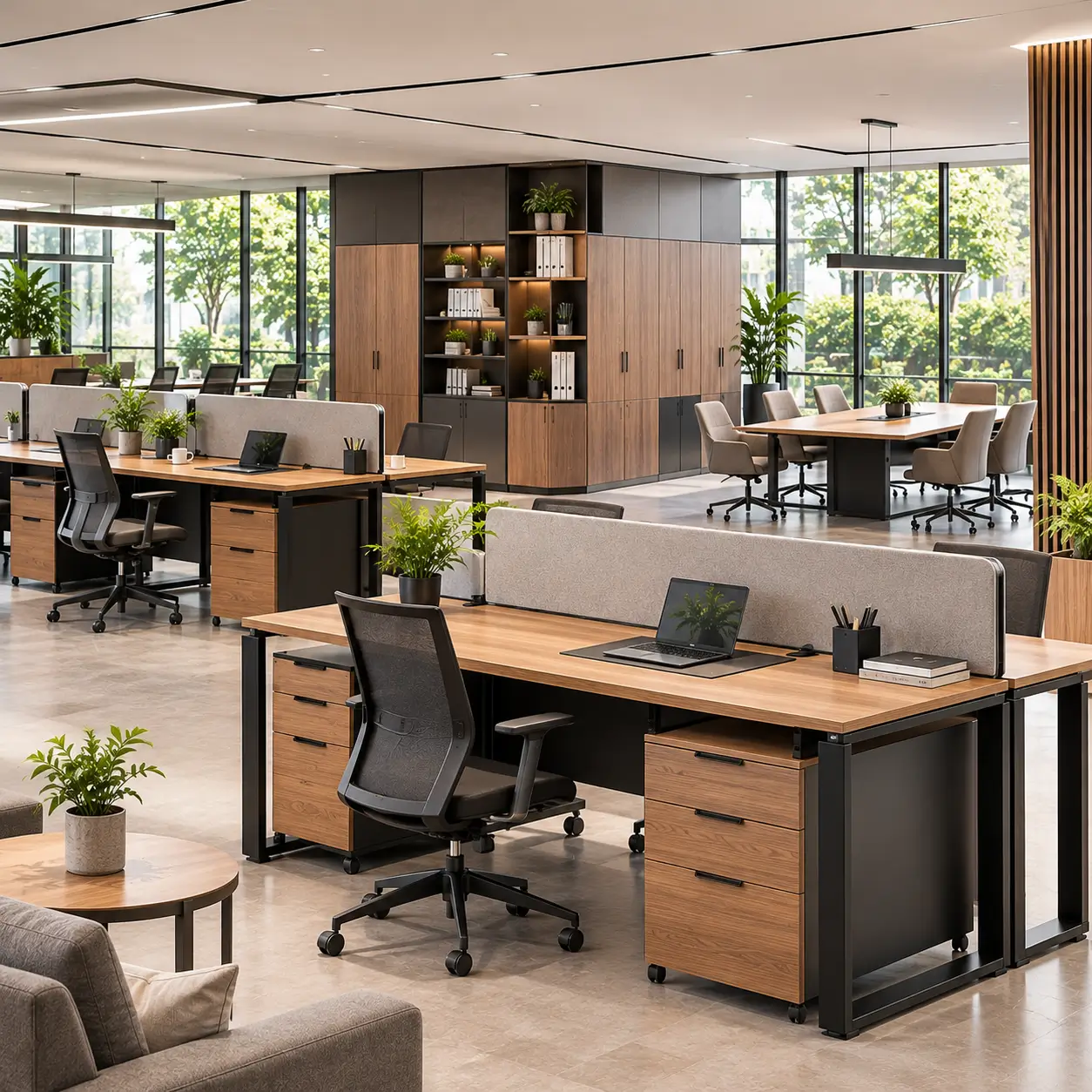Penerapan furniture kantor pada ruang kerja profesional dan proyek komersial